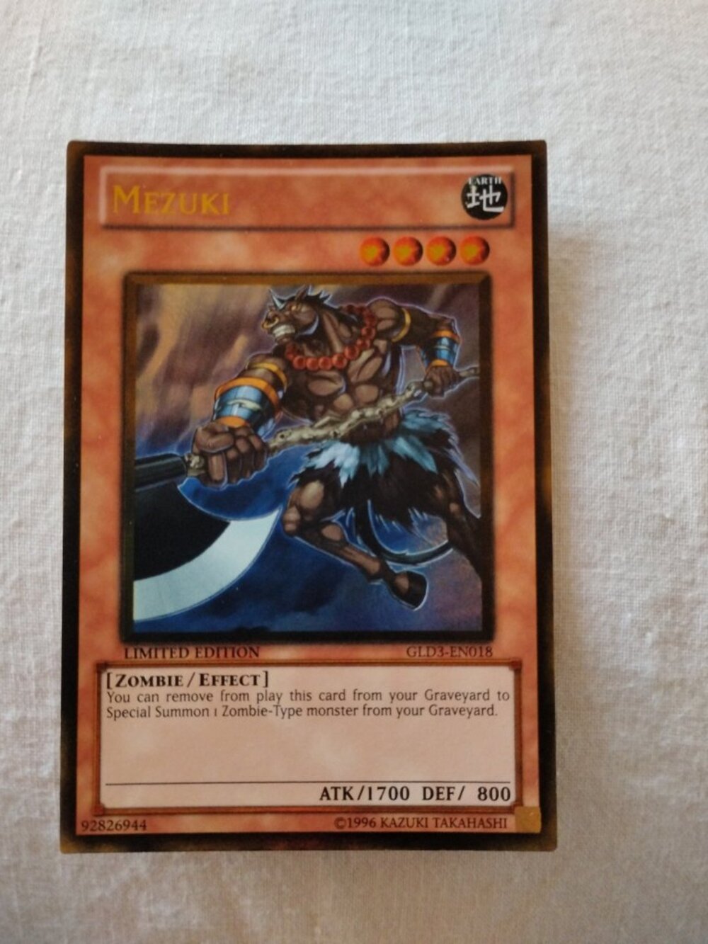 Mezuki Gold Rare LE GLD3-EN018 Yu-Gi-Oh Zombie
